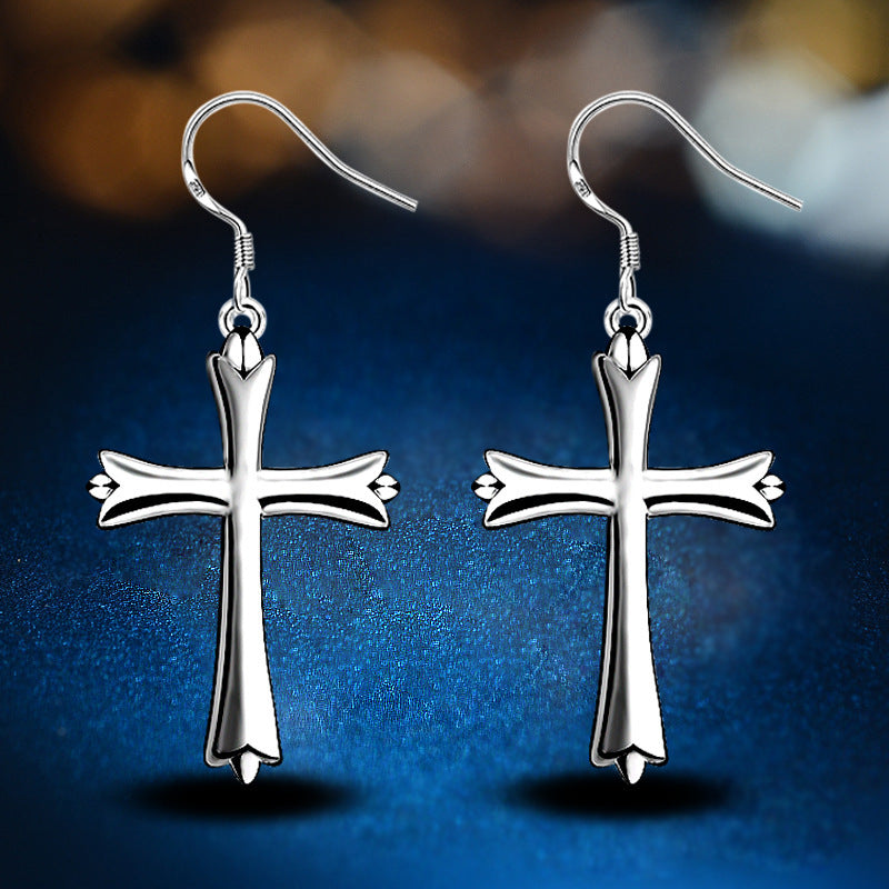 Ladies Fashion Cross Earrings Accessories-Jewearrings