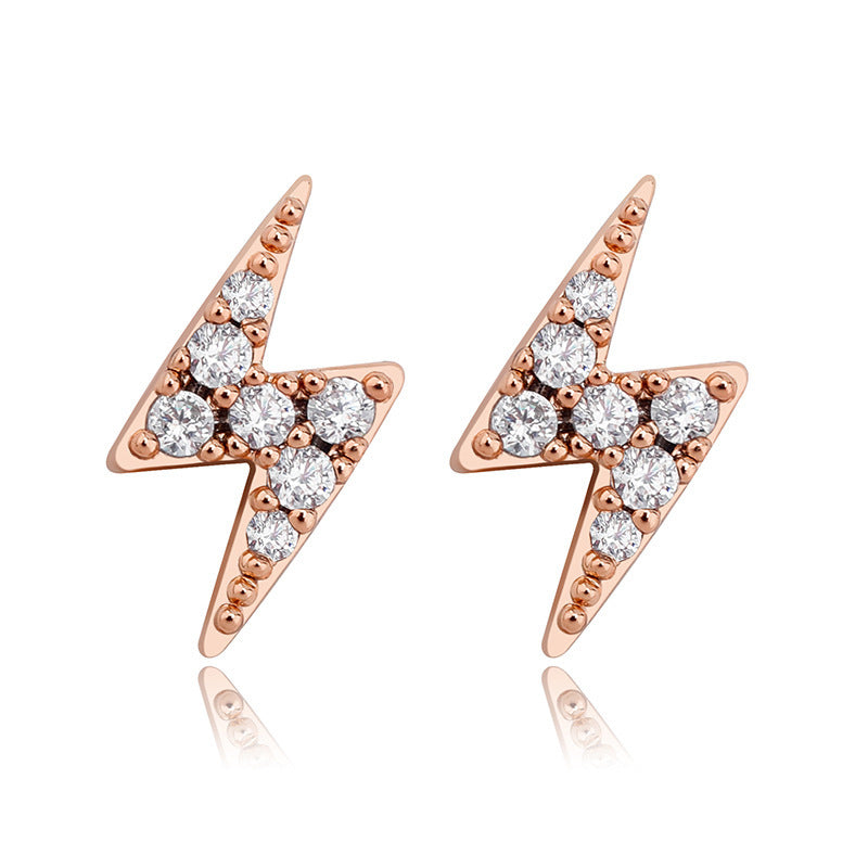 Sterling Silver Lightning Zircon Hip Hop Women's Stud Earrings-Jewearrings