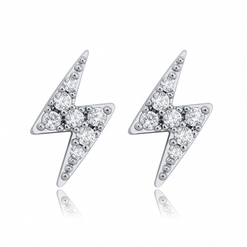 Sterling Silver Lightning Zircon Hip Hop Women's Stud Earrings-Jewearrings