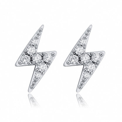 Sterling Silver Lightning Zircon Hip Hop Women's Stud Earrings-Jewearrings