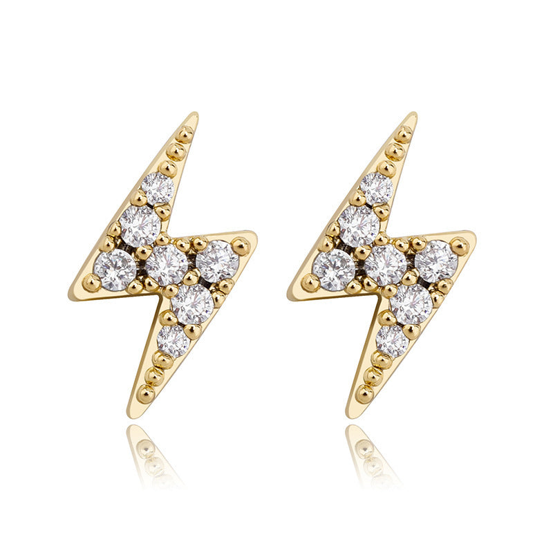 Sterling Silver Lightning Zircon Hip Hop Women's Stud Earrings-Jewearrings