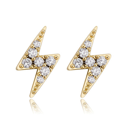 Sterling Silver Lightning Zircon Hip Hop Women's Stud Earrings-Jewearrings