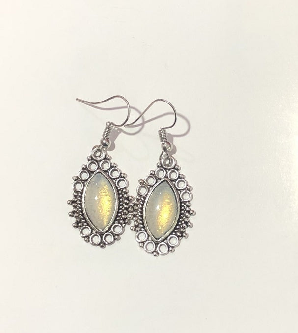 Vintage Mulcolor Silver Color Dangle Earrings-Jewearrings