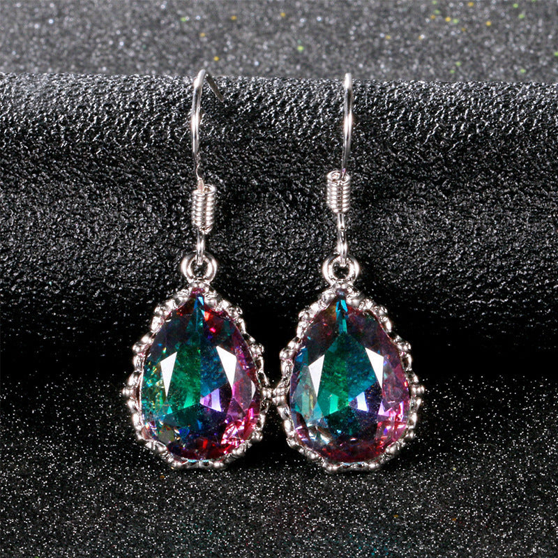 Colorful Gems Sparkle Stud Earrings With Diamonds-Jewearrings