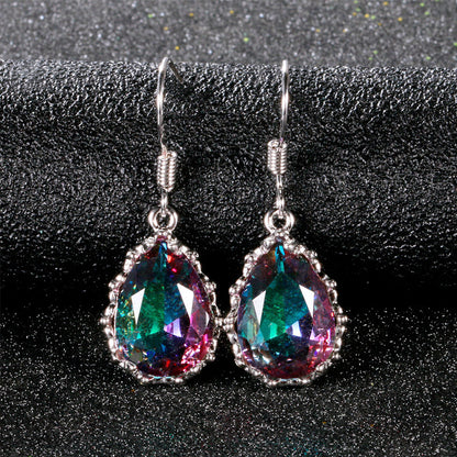 Colorful Gems Sparkle Stud Earrings With Diamonds-Jewearrings