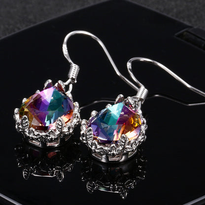 Colorful Gems Sparkle Stud Earrings With Diamonds-Jewearrings