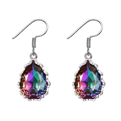 Colorful Gems Sparkle Stud Earrings With Diamonds-Jewearrings