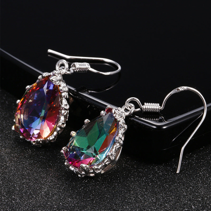 Colorful Gems Sparkle Stud Earrings With Diamonds-Jewearrings