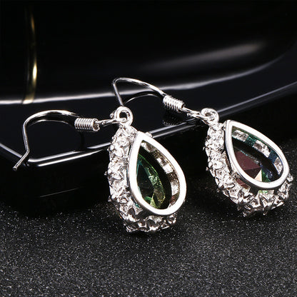 Colorful Gems Sparkle Stud Earrings With Diamonds-Jewearrings