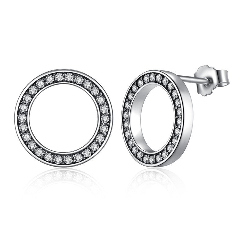 S925 Vintage Round Earrings In Sterling Silver-Jewearrings