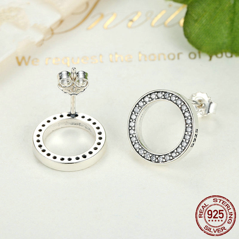 S925 Vintage Round Earrings In Sterling Silver-Jewearrings