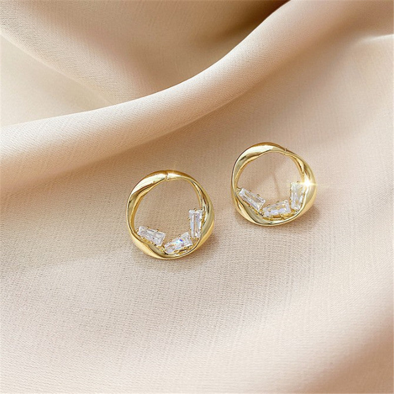 Irregular Zircon Geometric Circle Hoop Earrings-Jewearrings