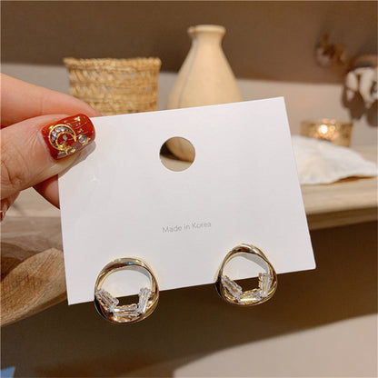 Irregular Zircon Geometric Circle Hoop Earrings-Jewearrings