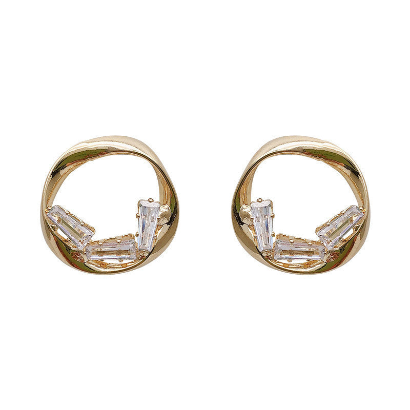 Irregular Zircon Geometric Circle Hoop Earrings-Jewearrings