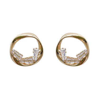 Irregular Zircon Geometric Circle Hoop Earrings-Jewearrings