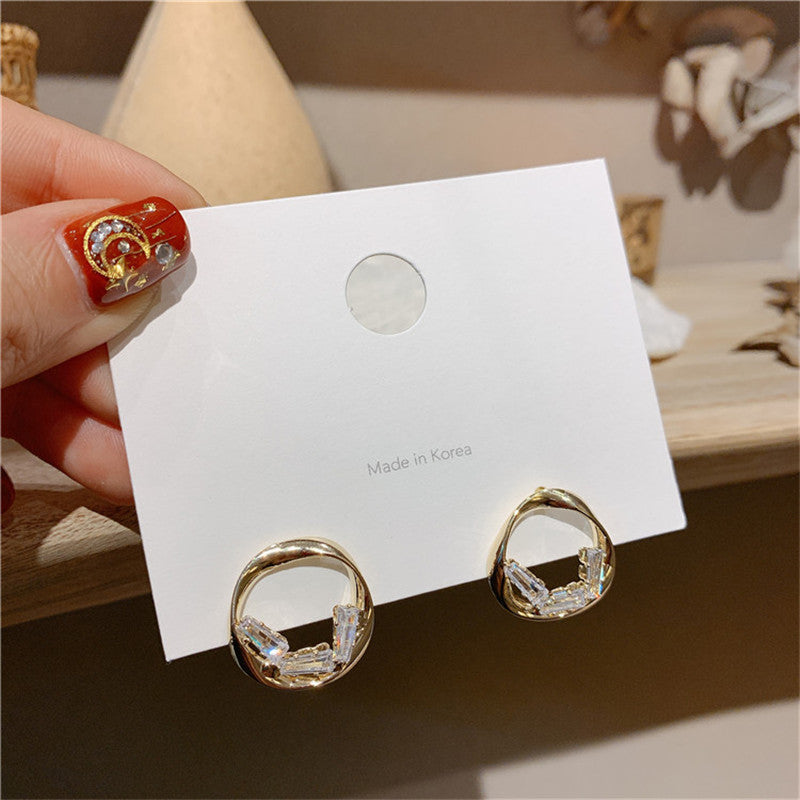 Irregular Zircon Geometric Circle Hoop Earrings-Jewearrings