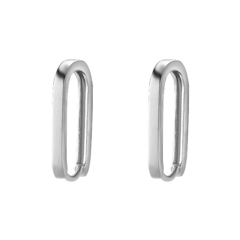 925 Sterling Silver Earrings With Paper Clip Square High Sense Earrings-Jewearrings