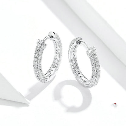 Sterling Silver Cubic Zircon Stud Earrings Small Circle Earrings S925 Silver-Jewearrings