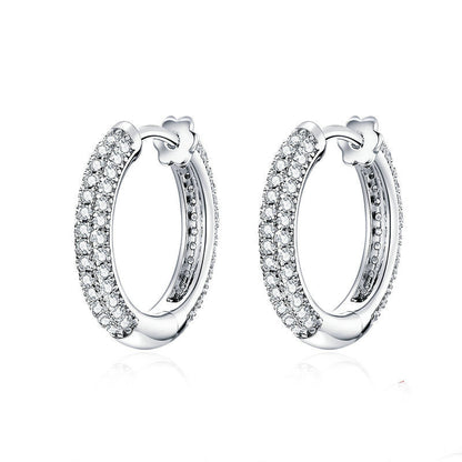 Sterling Silver Cubic Zircon Stud Earrings Small Circle Earrings S925 Silver-Jewearrings