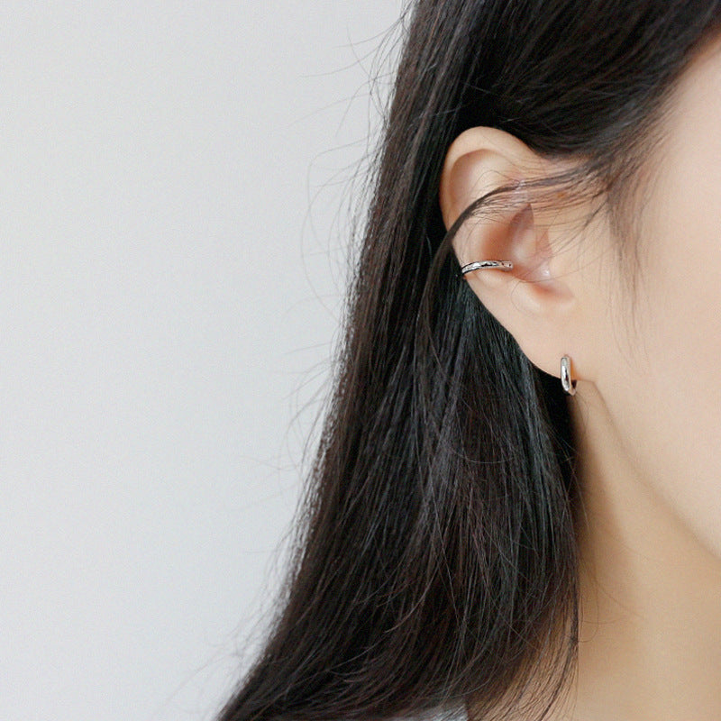 Sterling Silver Earrings INS Minimalist Geometric Ring Female Ear Buckle Ear Ring-Jewearrings