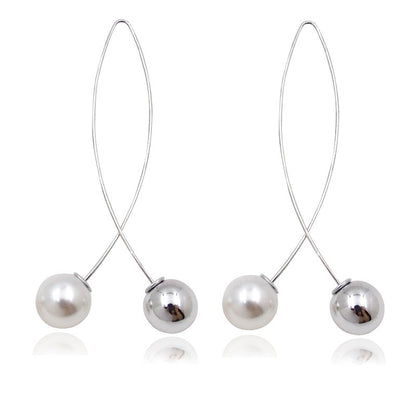 Pearl Earrings Net Red Fashion Ear Jewelry Temperament Wild Personality Pendant Korean Fashion Long Earrings Earrings-Jewearrings