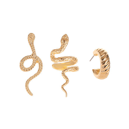 Cross-Border Retro Snake Set Earrings Cold Wind Fashion Three-Piece Earrings Net Red Ins Wind Snake Ear Clip-Jewearrings