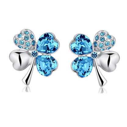 Promote Crystal Jewelry Wholesale Crystal Stud Earrings-Find Happy Sweet Clover 9554-50-Jewearrings