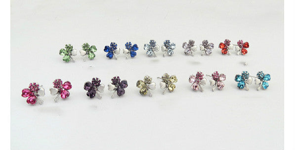 Promote Crystal Jewelry Wholesale Crystal Stud Earrings-Find Happy Sweet Clover 9554-50-Jewearrings