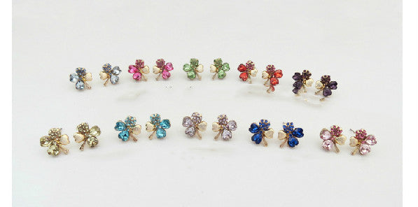 Promote Crystal Jewelry Wholesale Crystal Stud Earrings-Find Happy Sweet Clover 9554-50-Jewearrings