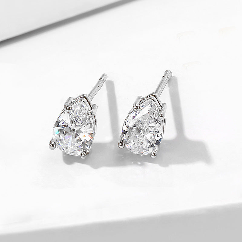 Water Drop Shape Zircon Stud Earrings-Jewearrings