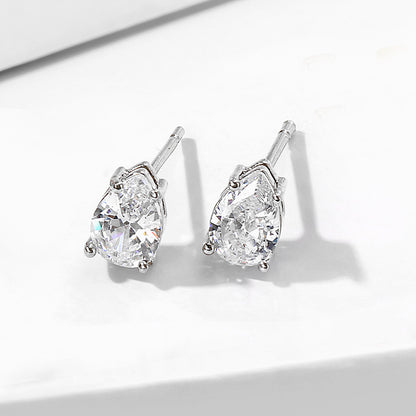 Water Drop Shape Zircon Stud Earrings-Jewearrings