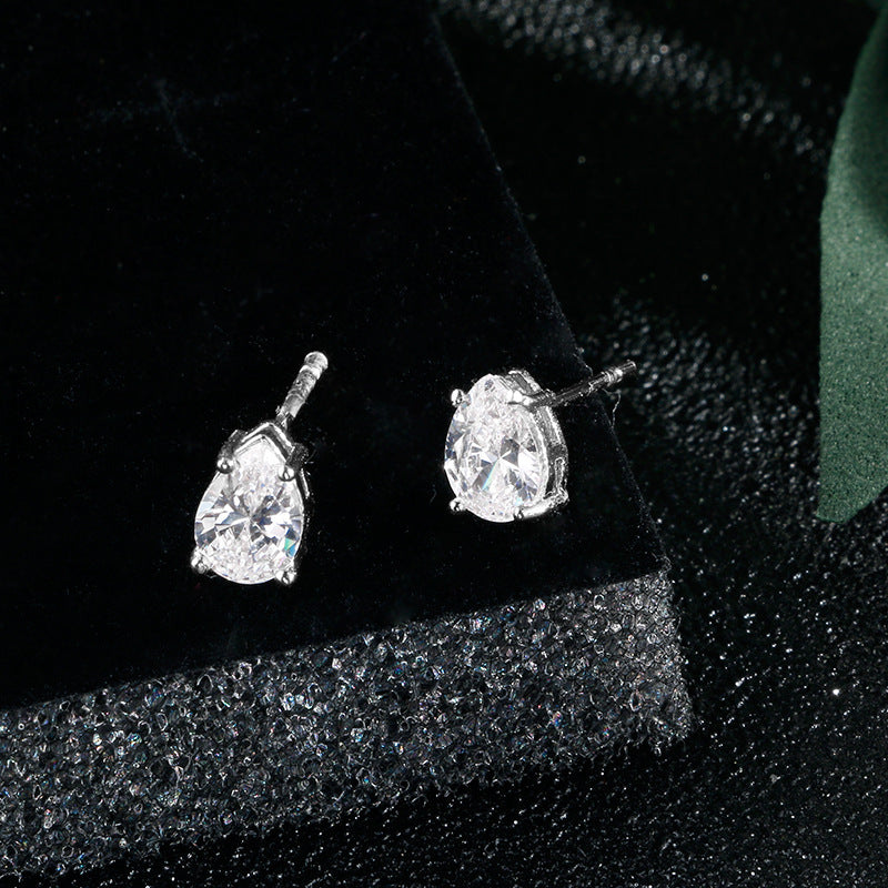 Water Drop Shape Zircon Stud Earrings-Jewearrings