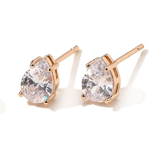 Water Drop Shape Zircon Stud Earrings-Jewearrings