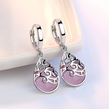 925 Silver-Plated Fashion Trend Moonlight Opal Totem Ear Jewelry Earrings Earrings Women's Wishing Pool Personality Earrings-Jewearrings