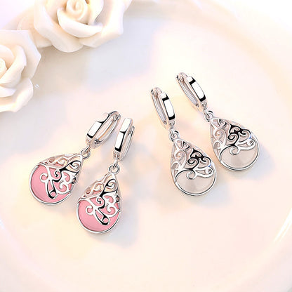 925 Silver-Plated Fashion Trend Moonlight Opal Totem Ear Jewelry Earrings Earrings Women's Wishing Pool Personality Earrings-Jewearrings