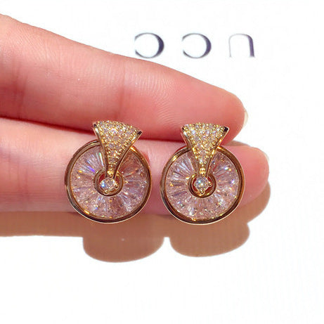 Diamonds Set With Rotary Round Temperament Earrings Stud Earrings Pendant Women-Jewearrings