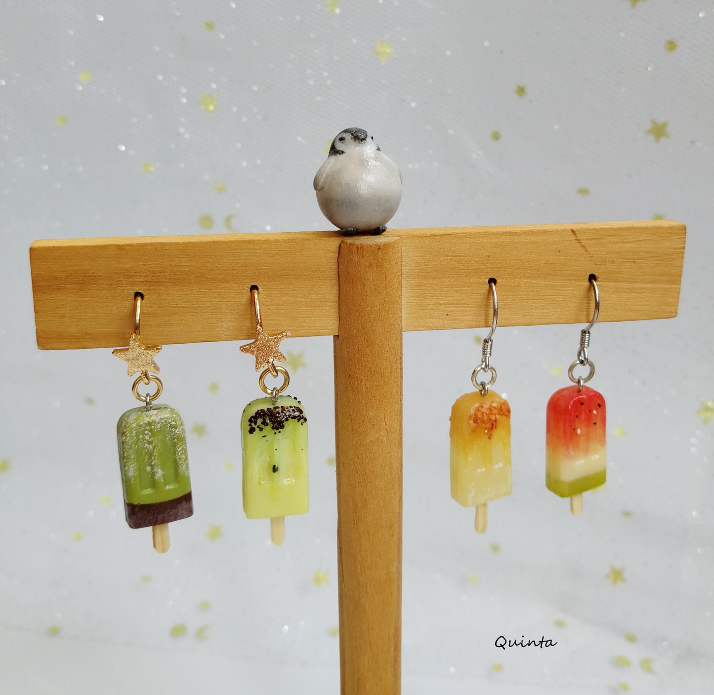 Matcha Chocolate Cream Strawberry Popsicle 925 Silver Earrings Can Be Salt Can Be Sweet ice Cream Ear Clip-Jewearrings