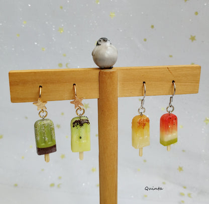 Matcha Chocolate Cream Strawberry Popsicle 925 Silver Earrings Can Be Salt Can Be Sweet ice Cream Ear Clip-Jewearrings