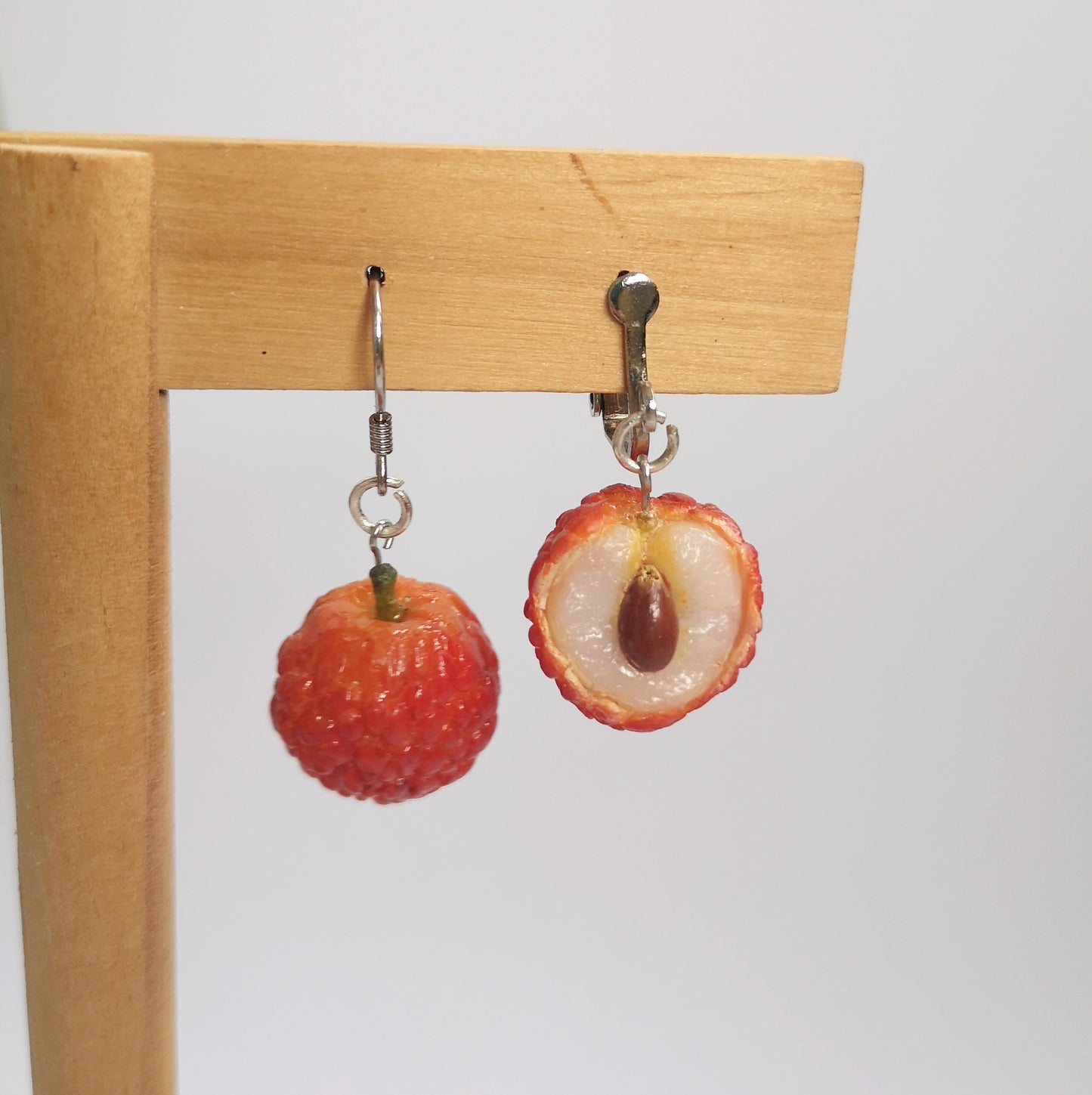 Quinta Original Soft Pottery Hand-made Litchi 925 Silver Earrings Asymmetric Summer Fruit Earrings-Jewearrings