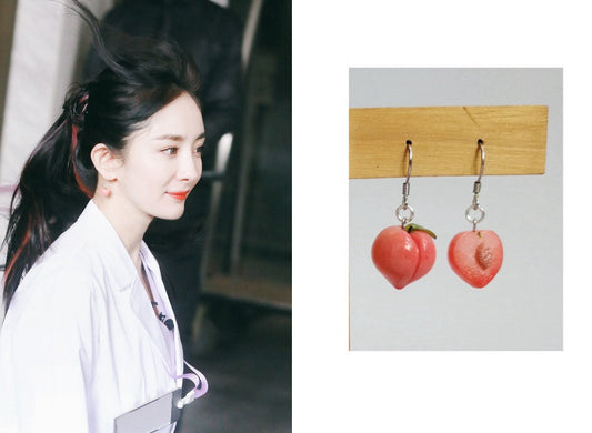 The Same Asymmetrical Fart Peach Peach Earrings Japanese Peach Painless Ear Clip-Jewearrings