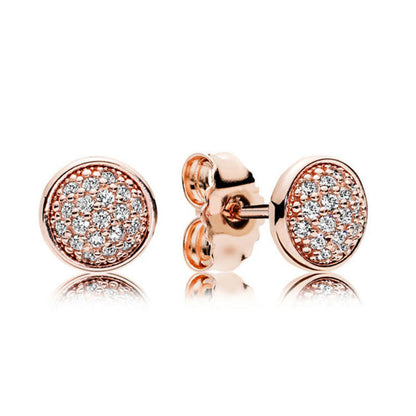 Panjia Rose Gold Shiny Water Drop S925 Silver Earrings Simple Atmospheric Fashion Earrings Round Sterling Silver Earrings-Jewearrings