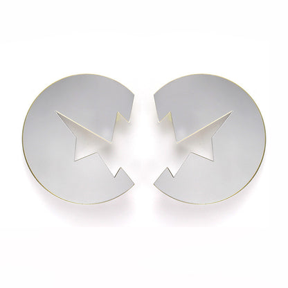 Non-Mainstream Gold And Silver Lightning Stud Earrings-Jewearrings