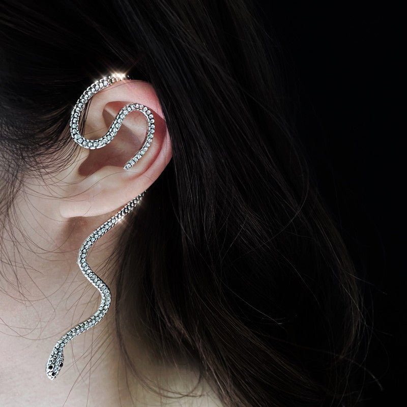 Retro Snake-Shaped Earrings Female Design Sense Earrings New Trendy Ear Bone Clip Exaggerated Earrings-Jewearrings