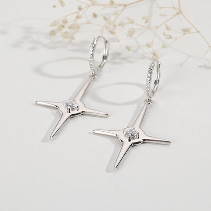 Sterling Silver European Style Fashion Atmospheric Cross Stud Earrings-Jewearrings