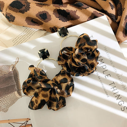 925 Silver Needle Leopard Earrings European And American New Style Retro Nightclub Exaggerated Big Earrings Fabric Personalized Fashion Earrings Women-Jewearrings