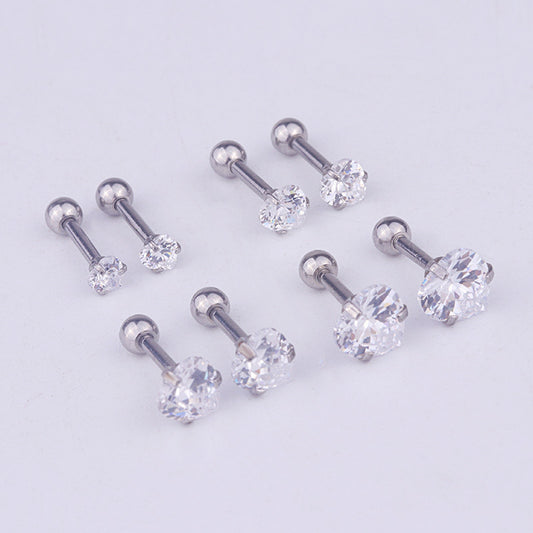 Cross-border Popular Heart-shaped Zircon Ear Bone Stud Earrings European And American Creative Stainless Steel Pierced Earrings European And American Foreign Trade Jewelry-Jewearrings