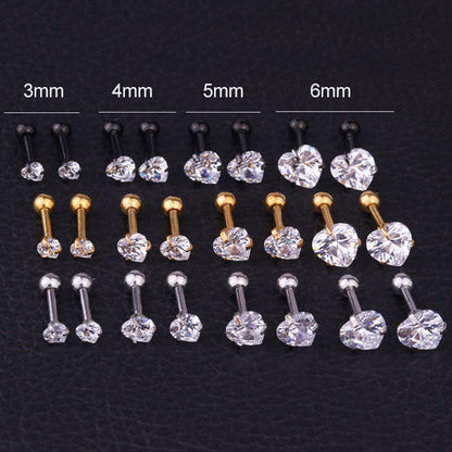 Cross-border Popular Heart-shaped Zircon Ear Bone Stud Earrings European And American Creative Stainless Steel Pierced Earrings European And American Foreign Trade Jewelry-Jewearrings