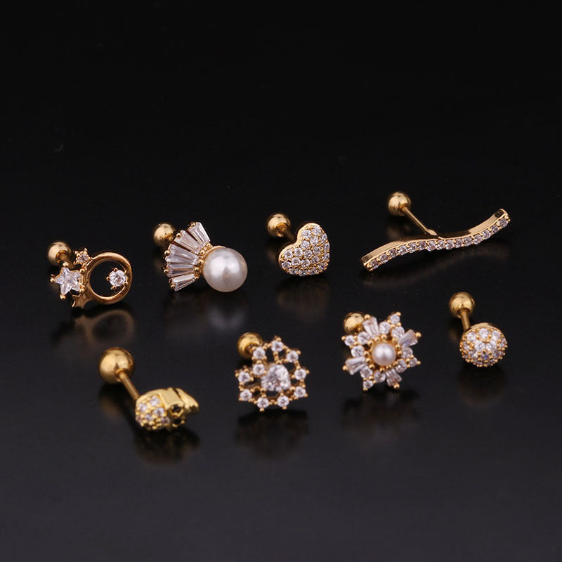 Pearl Studs Women's Fashion Earrings, A Variety Of Optional Ear Bone Piercing Jewelry-Jewearrings