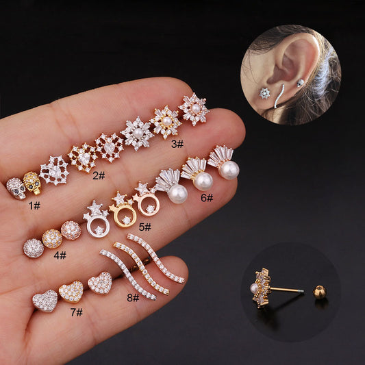 Pearl Studs Women's Fashion Earrings, A Variety Of Optional Ear Bone Piercing Jewelry-Jewearrings