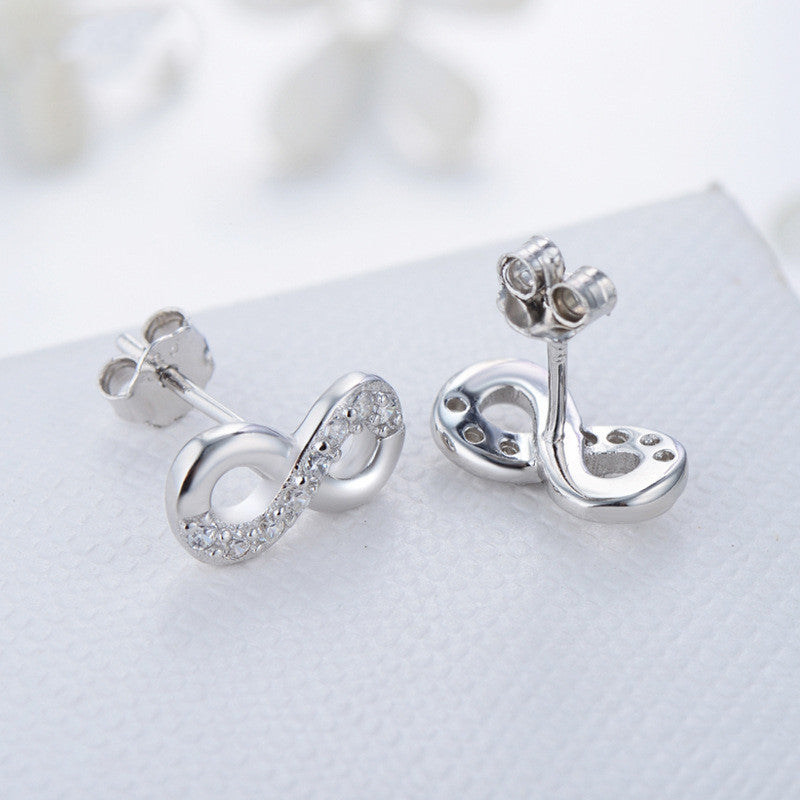 S925 Sterling Silver New Unlimited Love Stud Earrings-Jewearrings